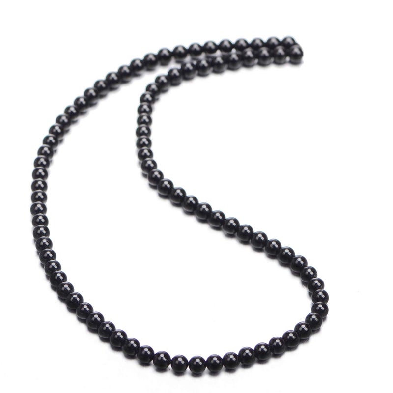 AD BEADS Natural Black Tourmaline Gemstone Round Beads 15.5â€œA Grad (4mm) - Image 2